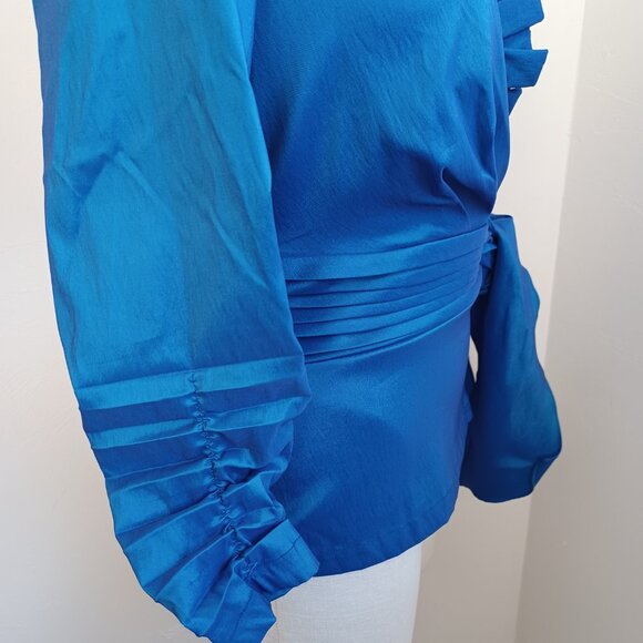 Tadashi Collection Blouse Tadashi Shoji Taffeta Ruffle Elegant Top Womens 4 - Picture 4 of 12